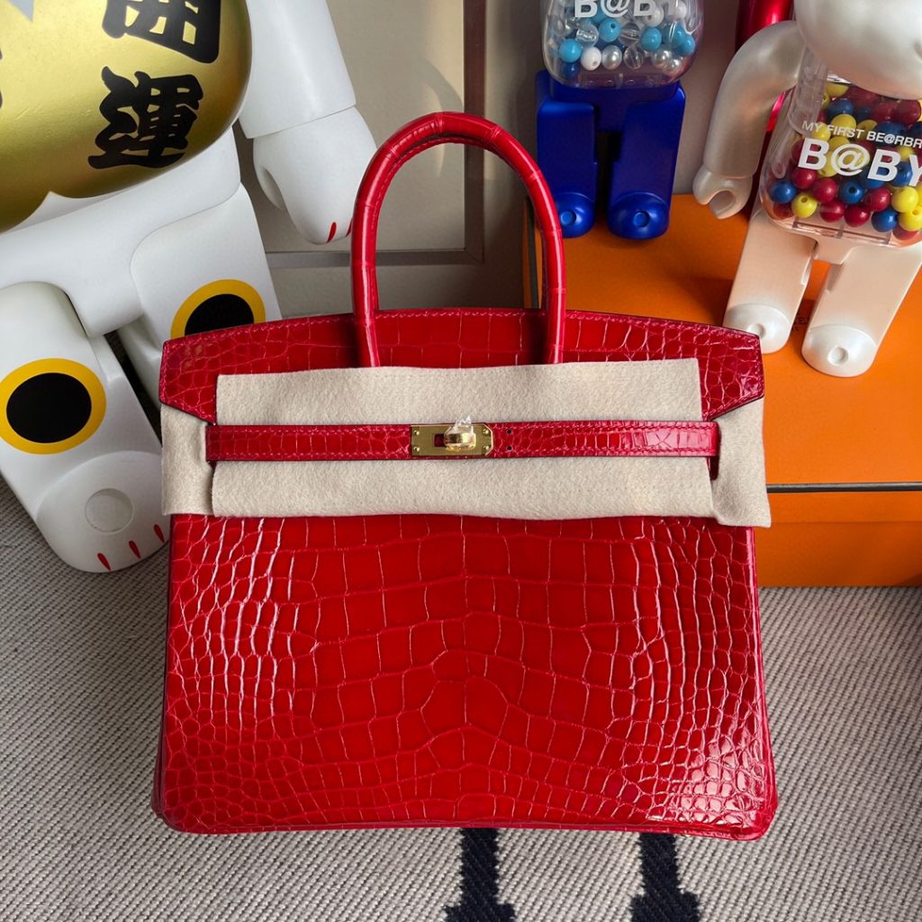 Replica Hemres Bags China Birkin 25cm Alligator Shiny Ck95 Braise Gold